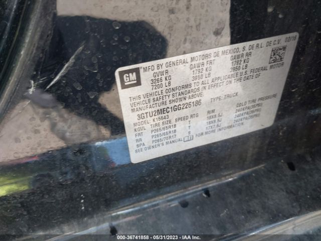 GMC Sierra 1500 Sle 2016 3GTU2MEC1GG226186 Image 9