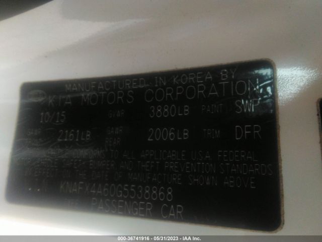 KNAFX4A60G5538868 KIA FORTE LX