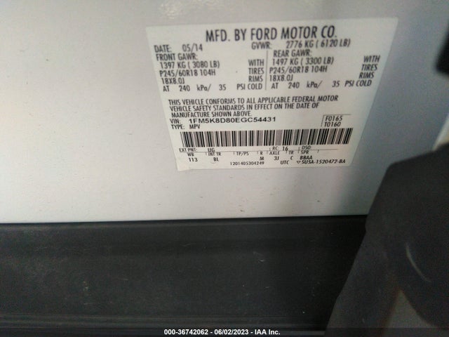 Ford EXPLORER XLT 2014 1FM5K8D80EGC54431 Image 10