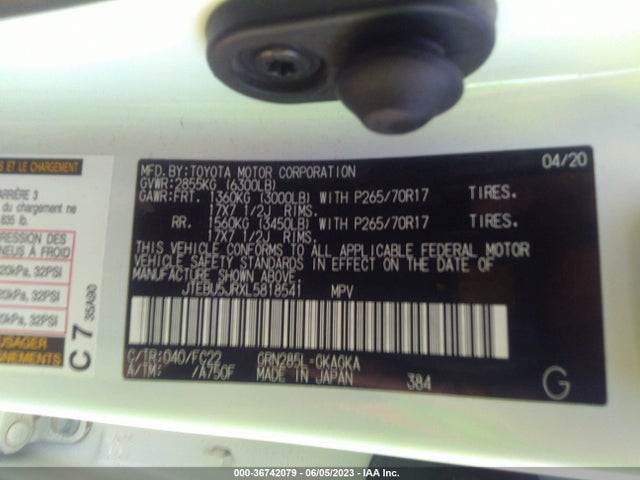Toyota 4RUNNER SR5 2020 JTEBU5JRXL5818541 Image 10