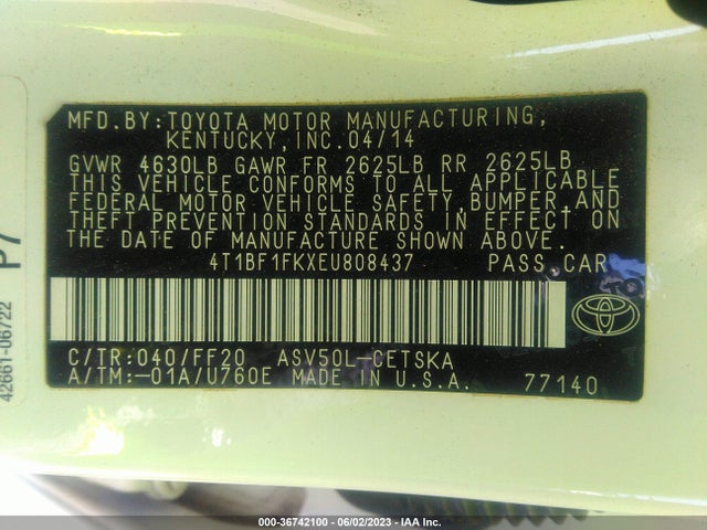 Toyota 2ar-fe 2014 4T1BF1FKXEU808437 Image 22