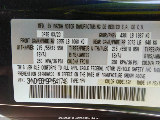 2023 MAZDA CX-30 2.5 S SELECT PACKAGE VIN: 3MVDMBBM9PM541748