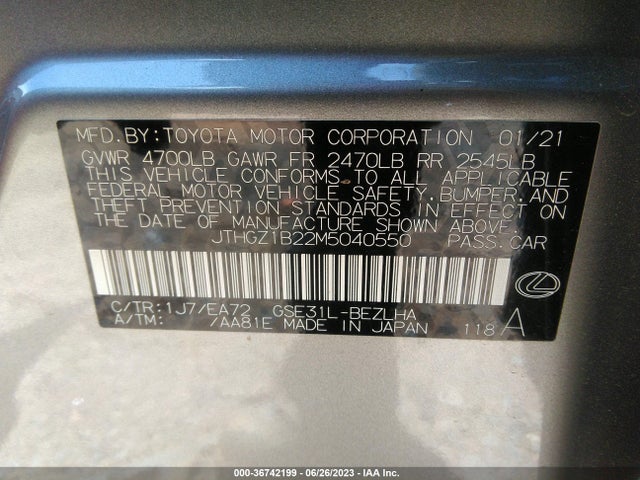 JTHGZ1B22M5040550 Lexus Is Is 350 F Sport