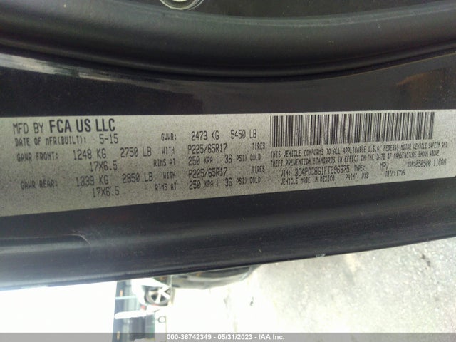 Dodge Journey Sxt 2015 3C4PDCBG1FT696975 Image 9