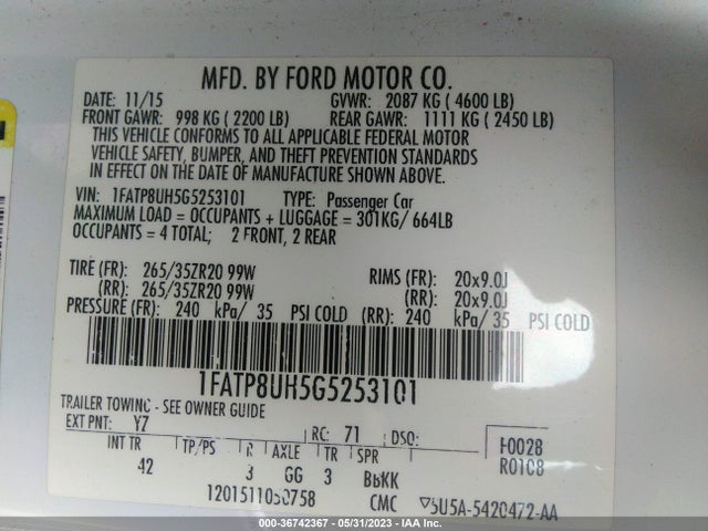 Ford Mustang Ecoboost Premium 2016 1FATP8UH5G5253101 Image 10