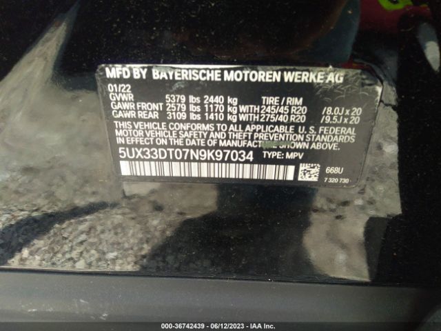 5UX33DT07N9K97034 BMW X4 Xdrive30i