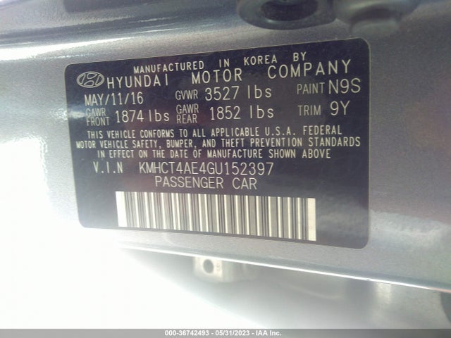 Hyundai ACCENT SE 2016 KMHCT4AE4GU152397 Image 11