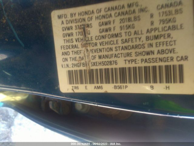 2HGFB2F5XEH502876 Honda Civic Sedan Lx