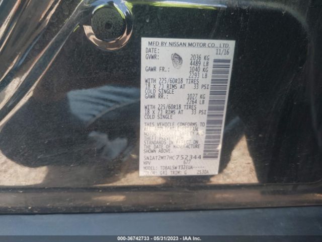 5N1AT2MT7HC752344 Nissan Rogue Sl