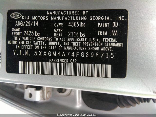 5XXGM4A74FG398715 KIA Optima Lx