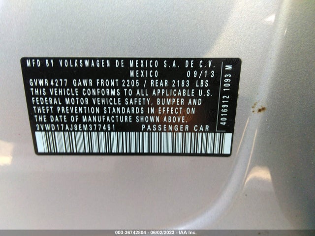 3VWD17AJ8EM377451 Volkswagen Jetta Sedan Se