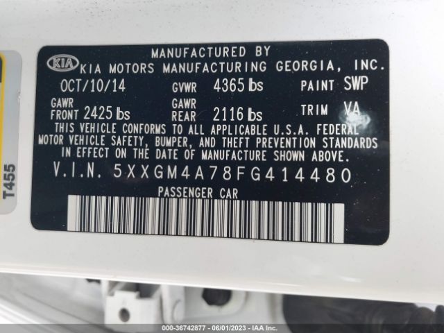 5XXGM4A78FG414480 KIA Optima Lx