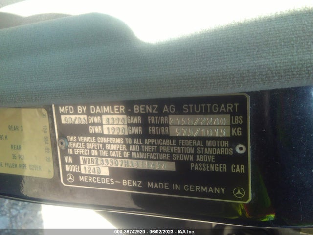 1987 MERCEDES-BENZ 300 DT VIN: WDBEB33D7HA318654