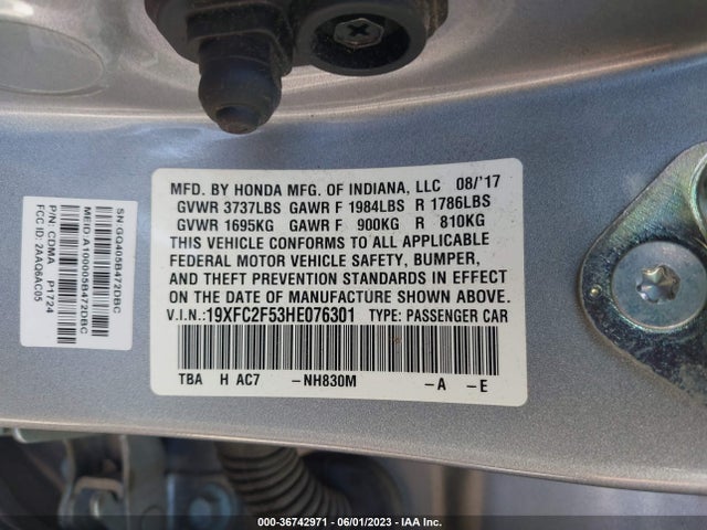 Honda Civic Sedan Lx 2017 19XFC2F53HE076301 Image 9