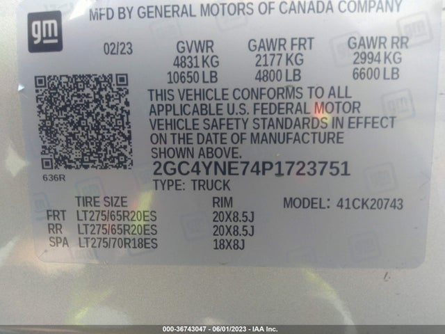 2023 Chevrolet Silverado 2500, VIN: 2GC4YNE74P1723751