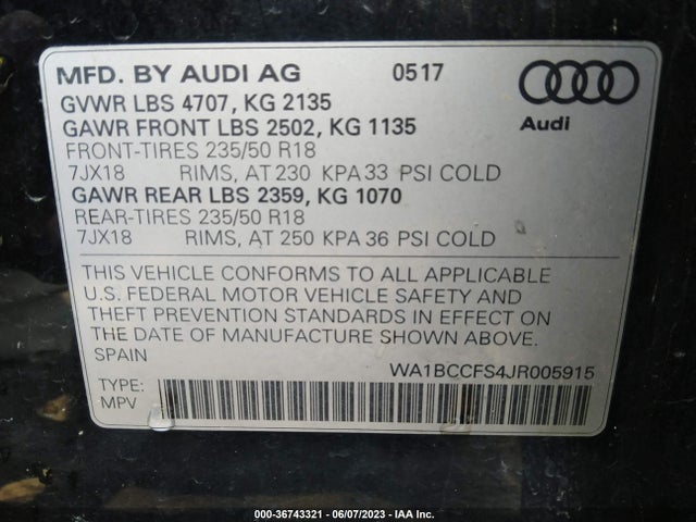 WA1BCCFS4JR005915 Audi Q3 Premium/sport Premium