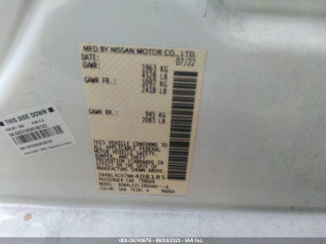 1N4BL4CV7NN408185 Nissan Altima 2.5 Sr