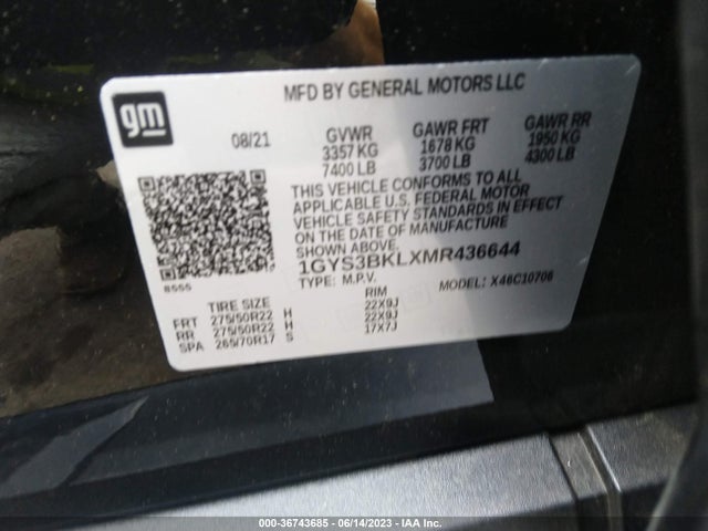 1GYS3BKLXMR436644 Cadillac Escalade Premium Luxury