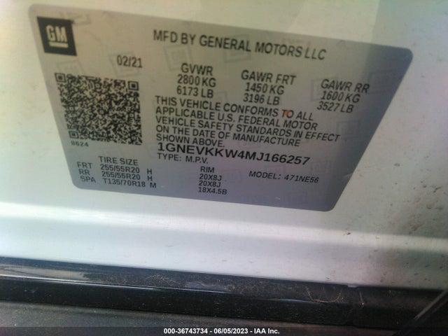 Chevrolet Traverse Premier 2021 1GNEVKKW4MJ166257 Image 9