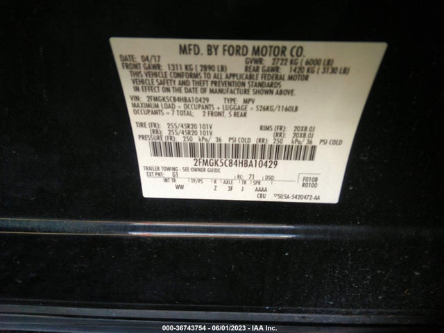Ford FLEX SEL 2017 2FMGK5C84HBA10429 Image 10