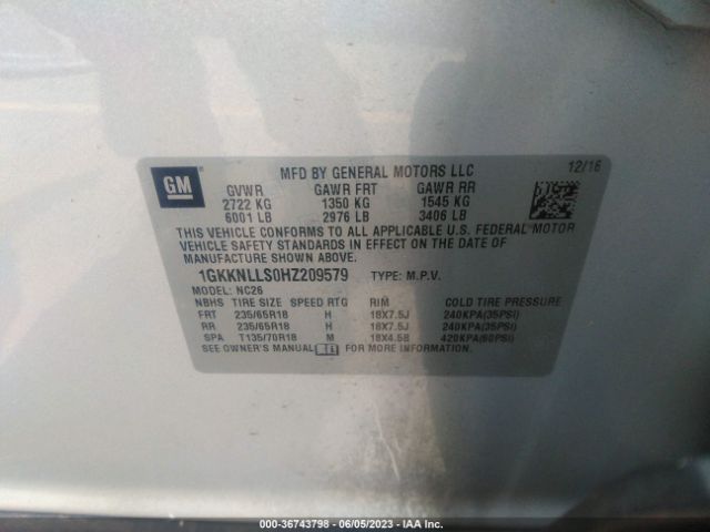 1GKKNLLS0HZ209579 GMC ACADIA SLE