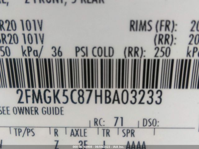 2FMGK5C87HBA03233 Ford FLEX SEL