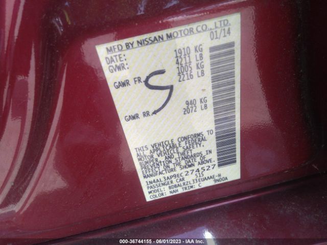 1N4AL3AP9EC274527 Nissan Altima 2.5 S
