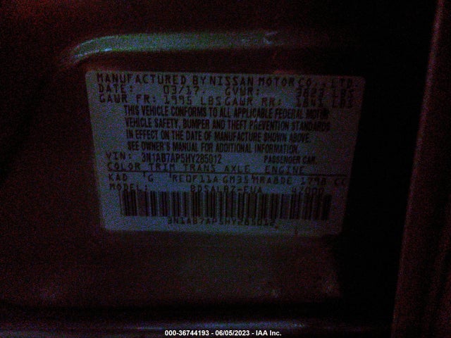Nissan SENTRA S 2017 3N1AB7AP5HY285012 Image 9