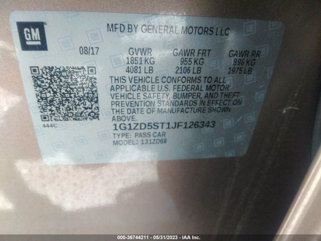 Chevrolet MALIBU LT 2018 1G1ZD5ST1JF126343 Image 9