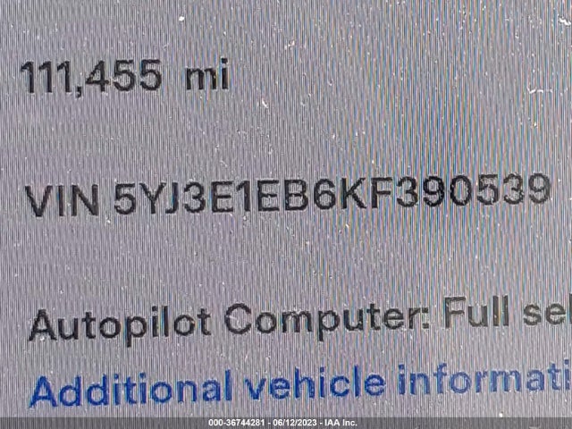 Tesla Model 3 Long Range/performance 2019 5YJ3E1EB6KF390539 Image 10