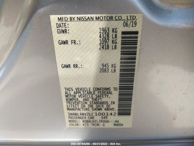 Nissan Altima 2.5 S 2020 1N4BL4BV2LC100142 Image 10