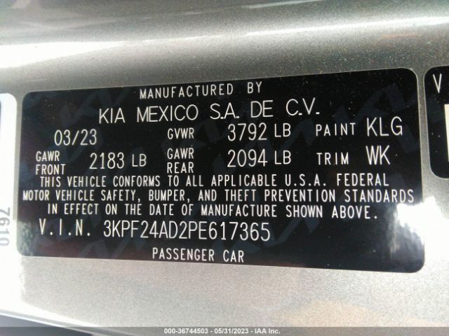 3KPF24AD2PE617365 KIA Forte Lxs