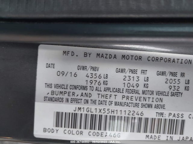 36744553 :رقم المزاد ، JM1GL1X55H1112246 vin ، 2017 Mazda Mazda6 Grand Touring مزاد بيع