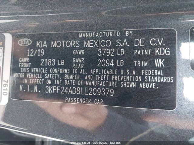 3KPF24AD8LE209379 KIA Forte Lxs