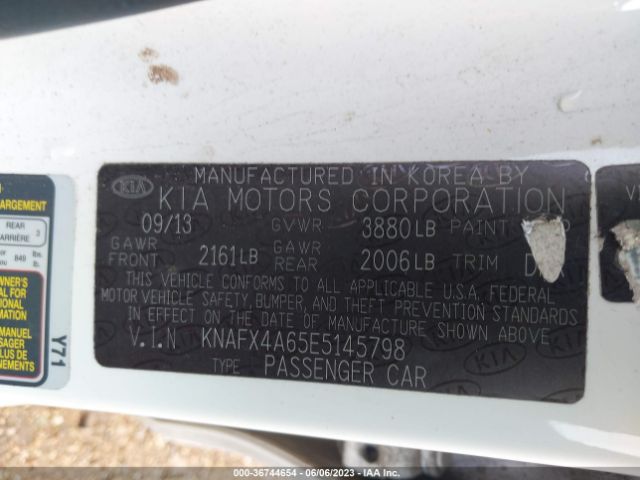 KNAFX4A65E5145798 KIA FORTE LX