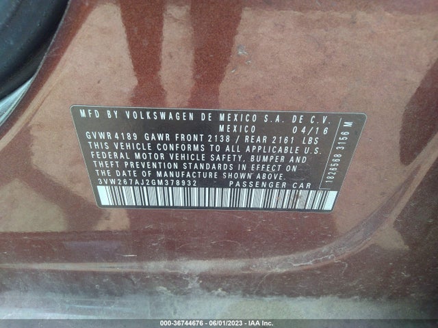 3VW267AJ2GM378932 Volkswagen Jetta Sedan 1.4t S