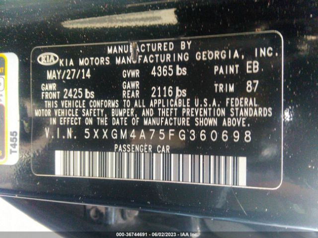 5XXGM4A75FG360698 KIA Optima Lx