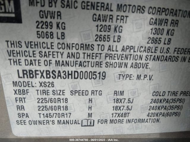 LRBFXBSA3HD000519 Buick Envision Essence