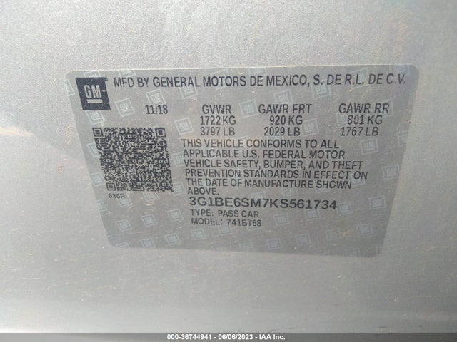 Chevrolet CRUZE LT 2019 3G1BE6SM7KS561734 Image 11