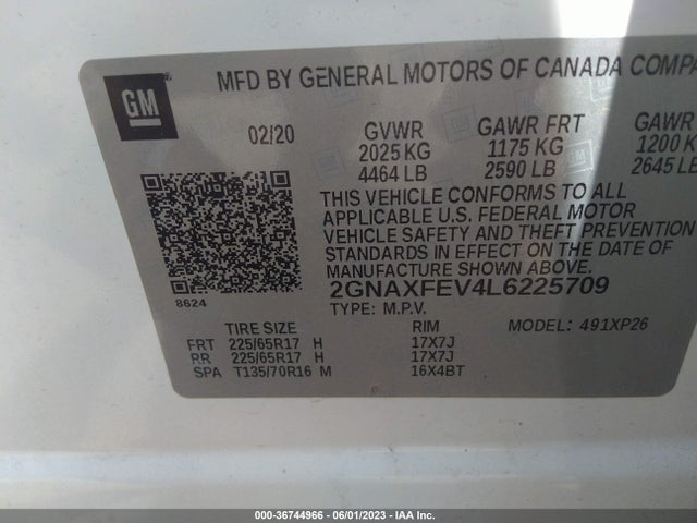 Chevrolet EQUINOX LS 2020 2GNAXFEV4L6225709 Image 9