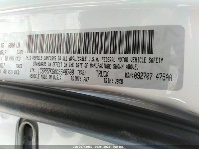 1C6RR7KG0KS548708 RAM 1500 Classic Tradesman