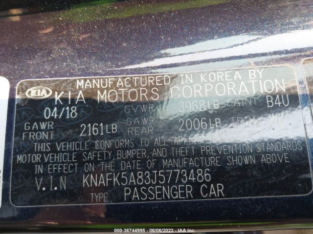 KNAFK5A83J5773486 KIA Forte5 Lx
