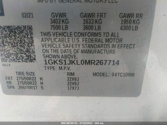 1GKS1JKL0MR267714 GMC YUKON XL DENALI