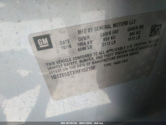 Chevrolet MALIBU 1LT 2017 1G1ZE5STXHF152186 Image 9