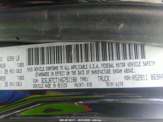 3C6JR7CT1HG751180 RAM 1500 Sport