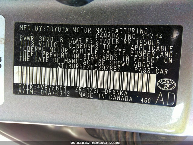 Toyota Corolla L/le/s/s Plus/le Plus 2015 2T1BURHE7FC297882 Image 10
