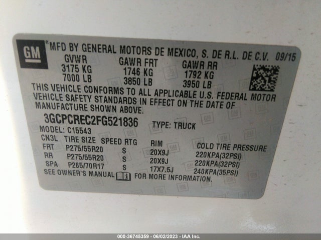 Chevrolet Silverado 1500 Lt 2015 3GCPCREC2FG521836 Image 9