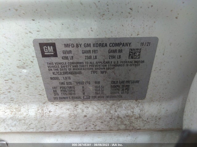 Chevrolet Trax Lt 2022 KL7CJLSM5NB508405 Image 9