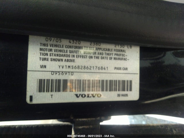 2006 VOLVO S40 2.5L TURBO VIN: YV1MS682862176841