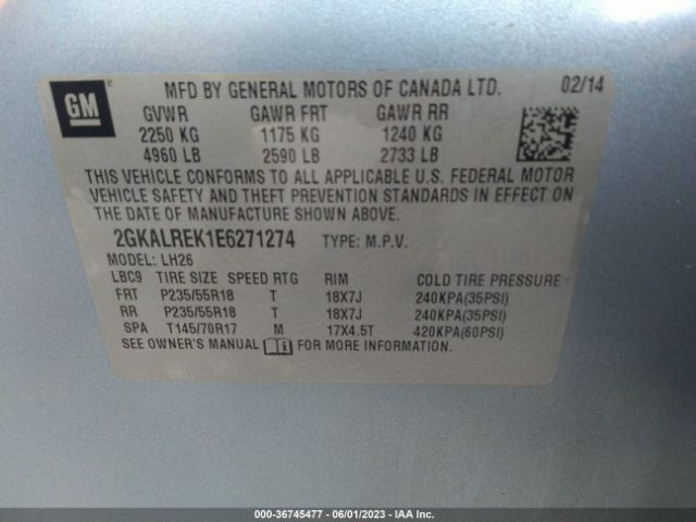 2GKALREK1E6271274 GMC Terrain Sle